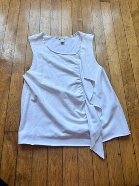 hinge White Sleeveless Ruffle-Accent Tank